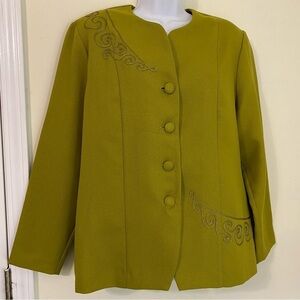 Green Suit 2-Pieces by Harmony Design Blazer Jacket & Skirt Vintage 90s